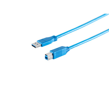 USB-A Adapterkabel, USB-B, 3.0, blau, 5m